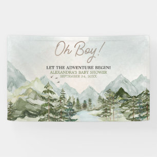 Lass der Adventure Begin Woodland Baby Shower Banner