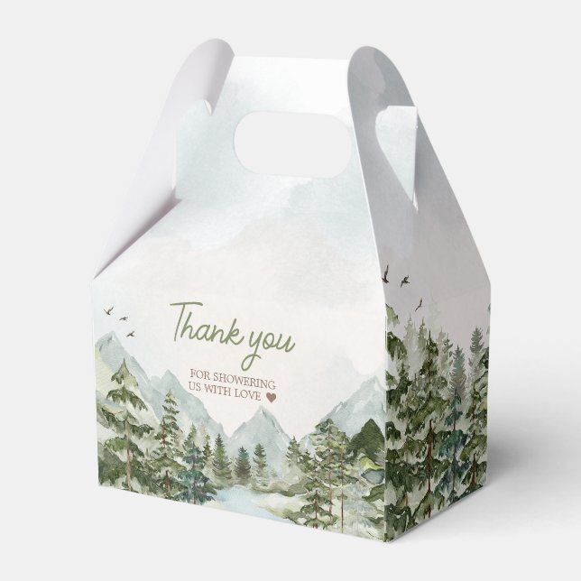 Lass der Adventure Begin Woodland Baby Shower Geschenkschachtel (Vorderseite)