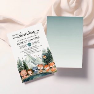 Lass der Adventure Begin Woodland Babydusche Einladung