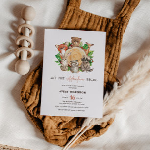 Lass der Adventure Begin Woodland Boy Baby Dusche Einladung