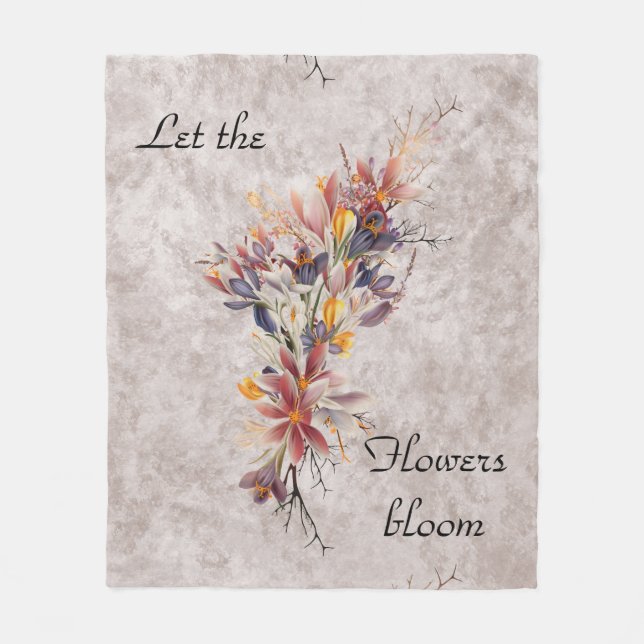 Lass der Blume Bloom Earth Tone Fleece Blanket (Vorderseite)