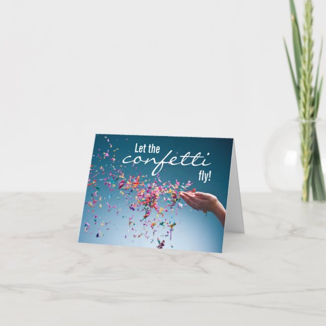 Lass der Confetti Fly Birthday Card Karte (Vorderseite)