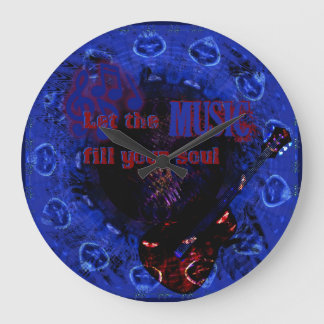 Lass der Musik Füllen Sie Ihr Soul BLUE Wall Clock Große Wanduhr