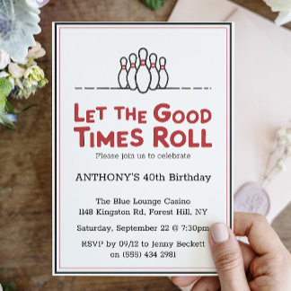 Lass der Rolle der guten Zeiten | Bowling Birthday Einladung