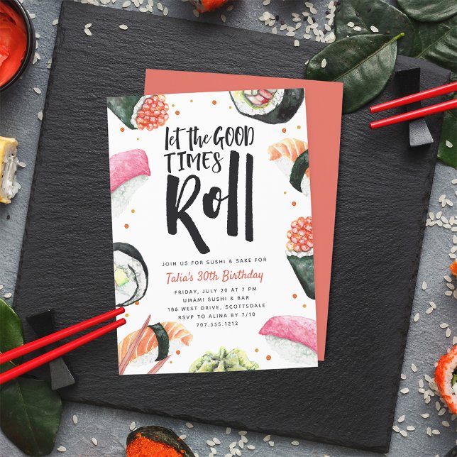 Lass der Rolle der guten Zeiten | Sushi Birthday P Einladung (Von Creator hochgeladen)