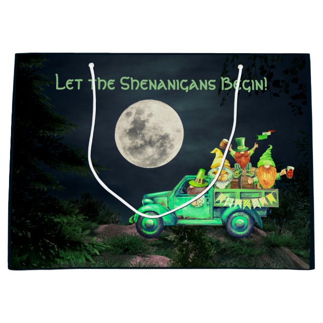 Lass der Shenanigans Begin Irish Gnomes Full Moon Große Geschenktüte (Vorderseite)