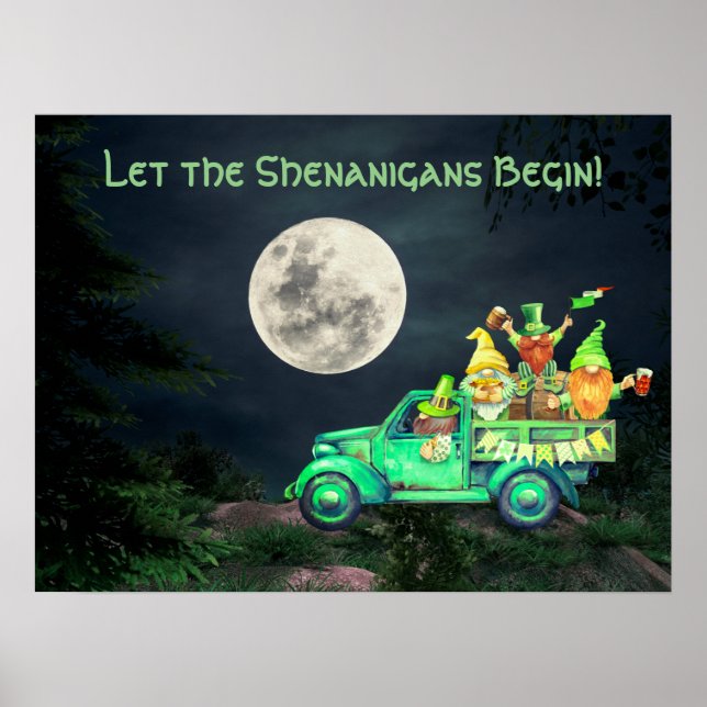 Lass der Shenanigans Begin Irish Gnomes Full Moon Poster (Vorne)