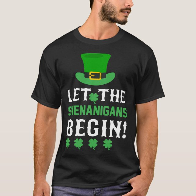 Lass der Shenanigans Begin Kleeblatt Hat T-Shirt (Vorderseite)