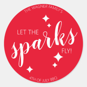 Lass der Sparks Fly 4. Juli Sparkler Red Runder Aufkleber