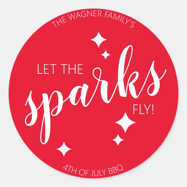 Lass der Sparks Fly 4. Juli Sparkler Red Runder Aufkleber (Vorderseite)