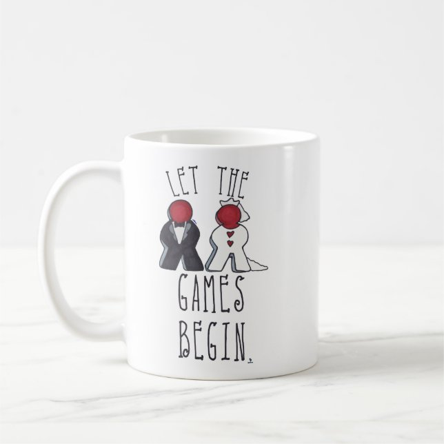 Lass der Spiele Begin Meeple Wedding Fun Art Kaffeetasse (Links)