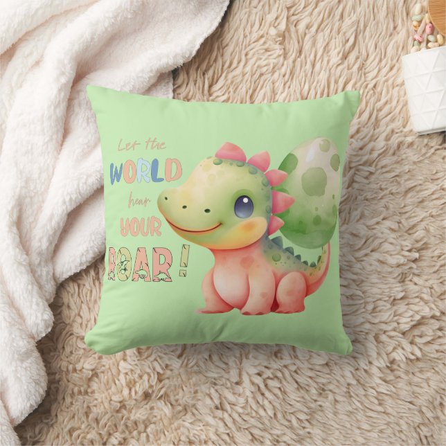 Lass der Welt höre deine ROAR! Niedliches Aquarell Kissen (Decke)