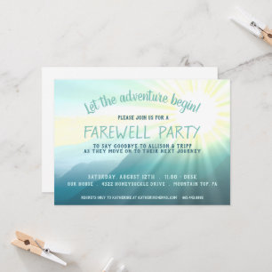 Lass des Abenteuer Begin Sunset Farewell Party Einladung
