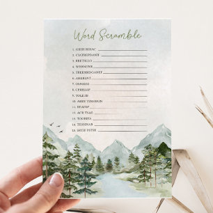 Lass des Adventure Begin Baby Shower Scramble Game