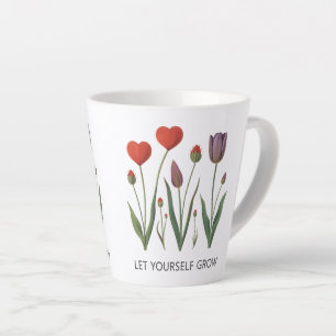 Lass dich wachsen Florale Herz Tulpen Kunst Milchtasse