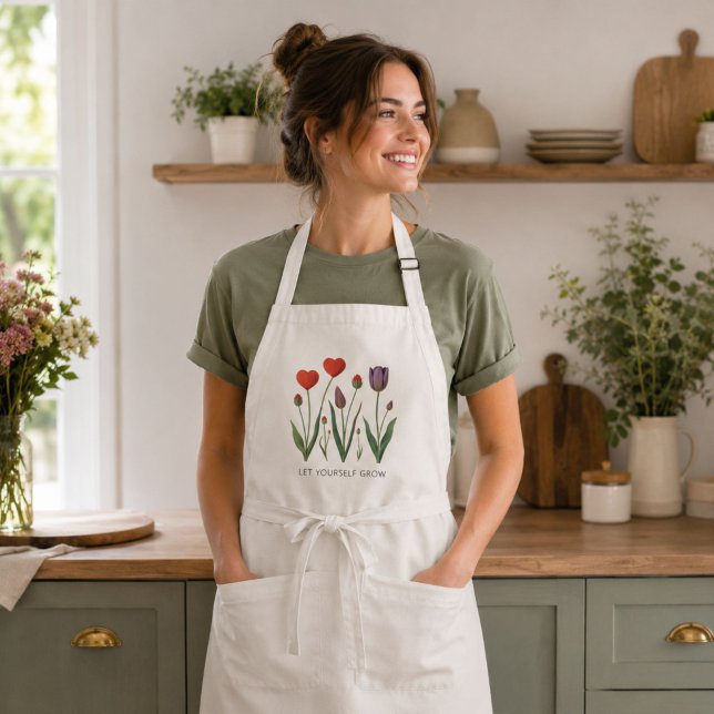 Lass dich wachsen Florale Herz Tulpen Kunst Schürze (Von Creator hochgeladen)