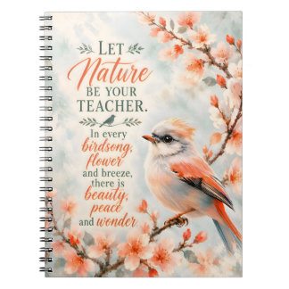Lass die Natur dein Lehrer sein, Vogel und Blumen Notizblock