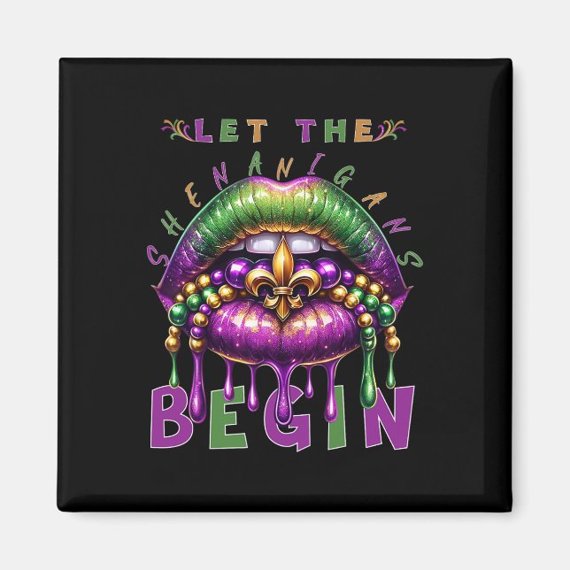 Lass die Shenanigans Begin Mardi Gras Lips Kinder  Magnet (Vorne)
