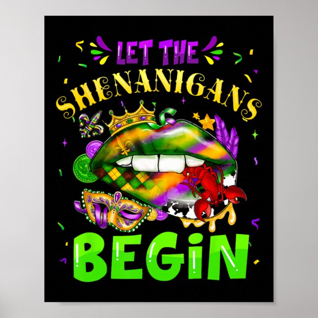 Lass die Shenanigans Begin Mardi Gras Lips Kinder  Poster (Vorne)