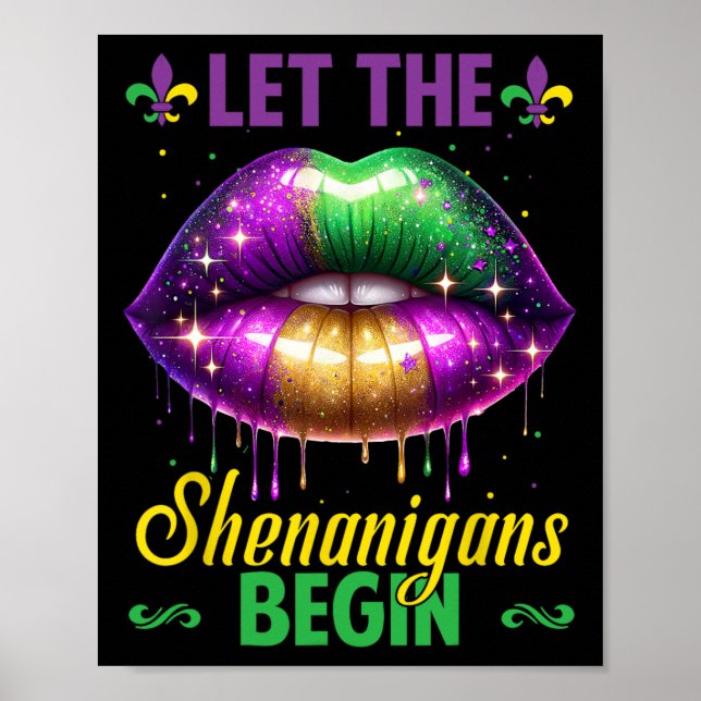 Lass die Shenanigans Begin Mardi Gras Lips Kinder  Poster (Vorne)