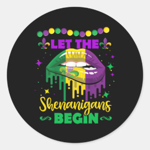 Lass die Shenanigans Begin Mardi Gras Lips Kinder  Runder Aufkleber