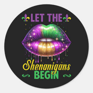 Lass die Shenanigans Begin Mardi Gras Lips Kinder  Runder Aufkleber