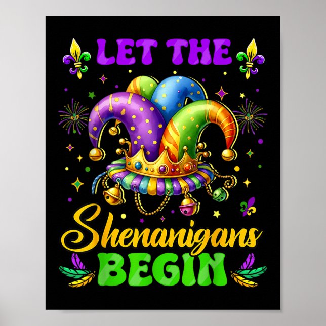 Lass Die Shenanigans Begin Mardi Gras Shirts Männe Poster (Vorne)