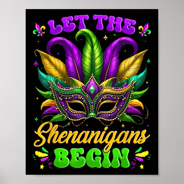 Lass Die Shenanigans Begin Mardi Gras Shirts Männe Poster (Vorne)