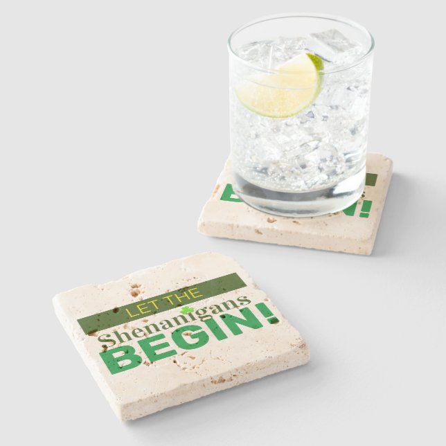 Lass Die Shenanigans beginnen Stone Untersetzer (Seitenansicht)