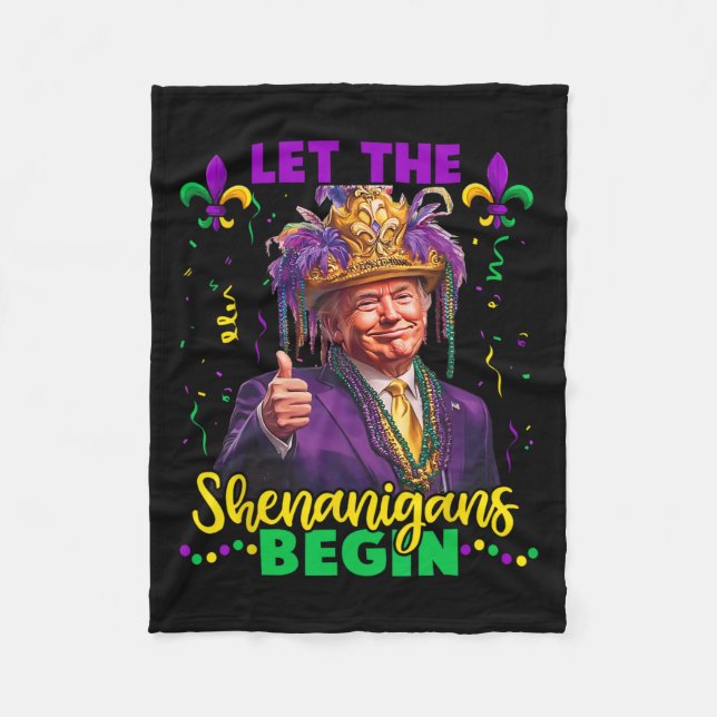 Lass die Shenanigans beginnen Trump Mardi Gras Men Fleecedecke (Vorderseite)