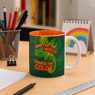 Lass die Welt ändere deine Farbe nicht - Chameleon Zweifarbige Tasse