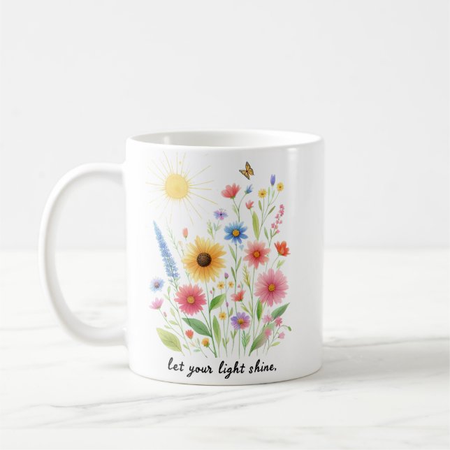 Lass dir Blume und Sonne personalisiert Kaffeetasse (Links)