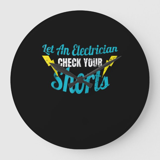 Lass einem Elektro-Karo Ihre Shorts Funny Große Wanduhr (Vorderseite)