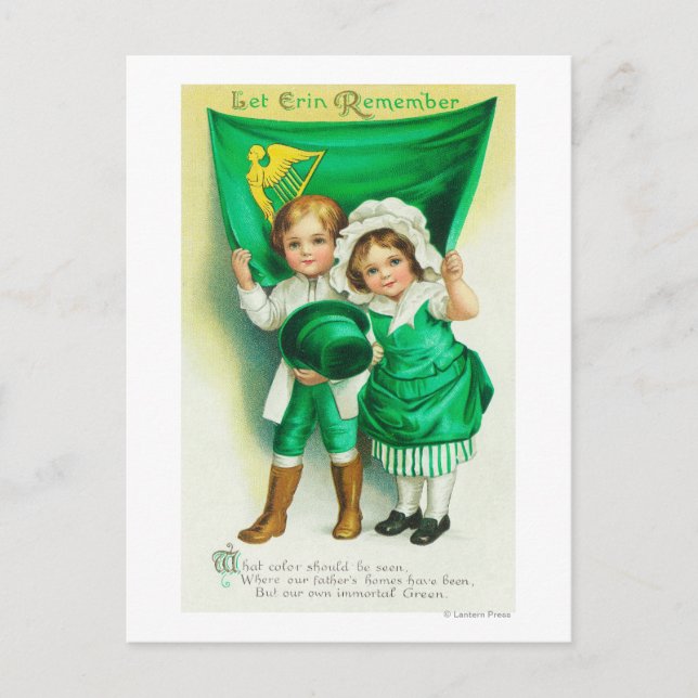 Lass Erin Remember Couple mit einer Flagge Postkarte (Vorderseite)