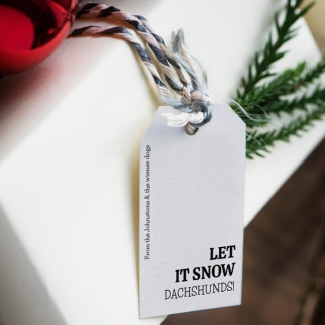 Lass es DACKELN schneit! Personalisierte Weihnacht Geschenkanhänger (Dachshund Christmas Gift Tag - Modern Minimalist )