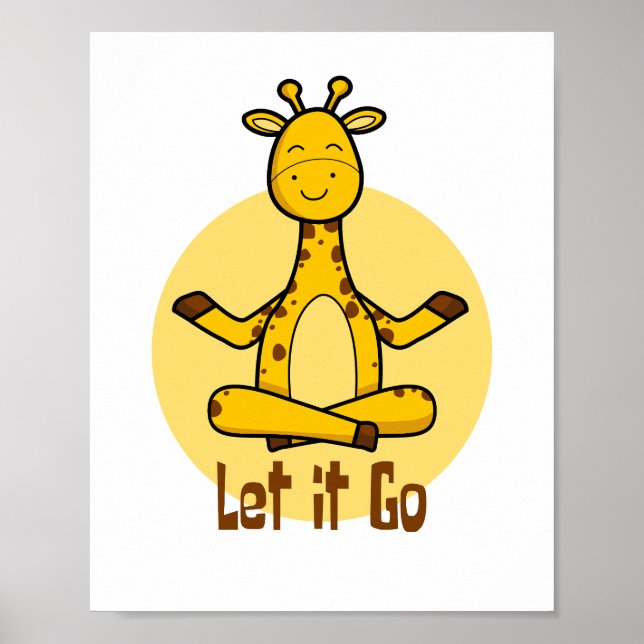 Lass es gehen Kawaii giraffe üben Yoga gelb Poster (Vorne)