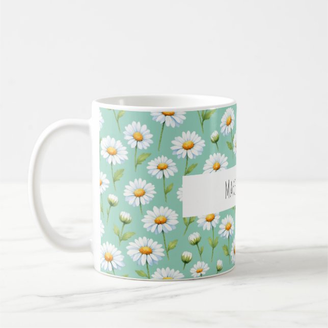 Lass es geschehen - Aquarell-Gänseblümchen Kaffeetasse (Links)