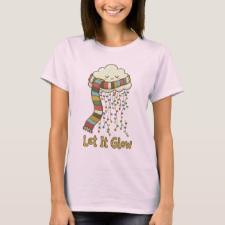 Lass-es-glüh-Wolken-Schal-Shirt-Weihnachtslicht-T- T-Shirt