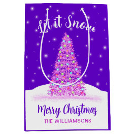 Lass es Lila Weihnachtsbaumurlaub schneien Mittlere Geschenktüte