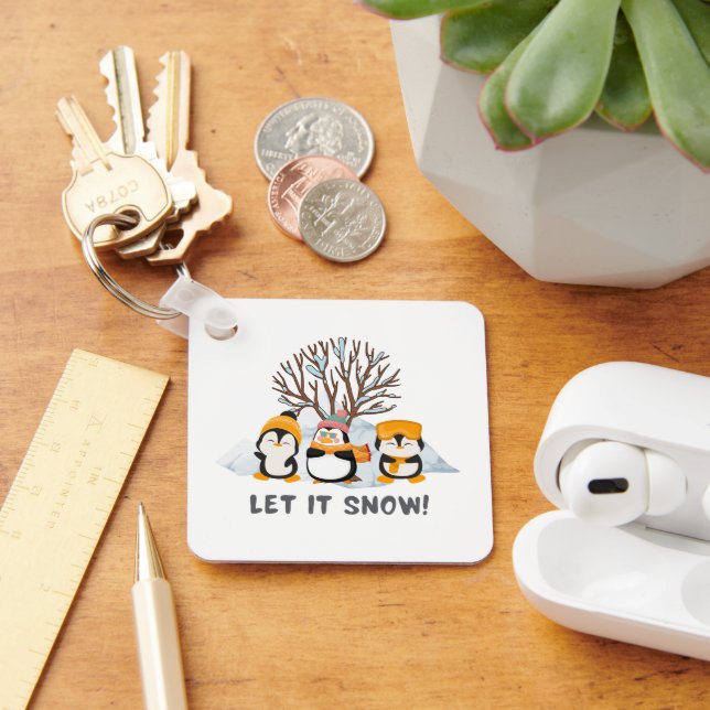Lass es Pinguine schneien Schlüsselanhänger (Schreibtisch)