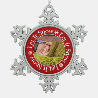 Lass es Schnee Foto Template Snowflake Weihnachten Schneeflocken Zinn-Ornament