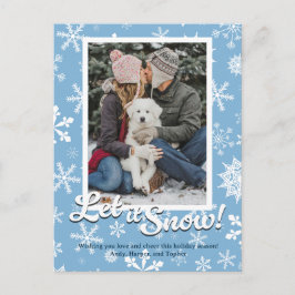 Lass-es-Schnee-Schneeblatt-Feiertagskarte mit Foto Feiertagspostkarte