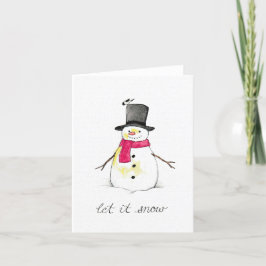 Lass es Schnee Snowman Feiertagskarte