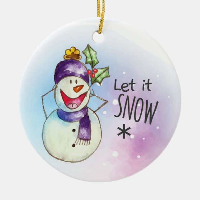 Lass es Schnee Snowman Keramik Ornament (Vorne)