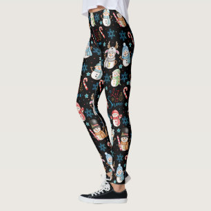 Lass es Schnee Snowman Pattern Weihnachten Leggings