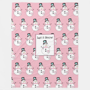 Lass es Schnee Snowman Pink Weihnachts Fleece Blan