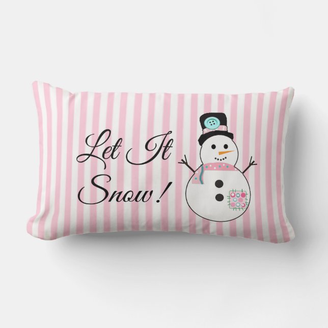 Lass es Schnee Snowman Pink Weihnachtskissen Lendenkissen (Vorderseite)