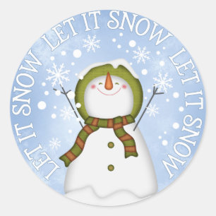 Lass es Schnee Snowman Runder Aufkleber