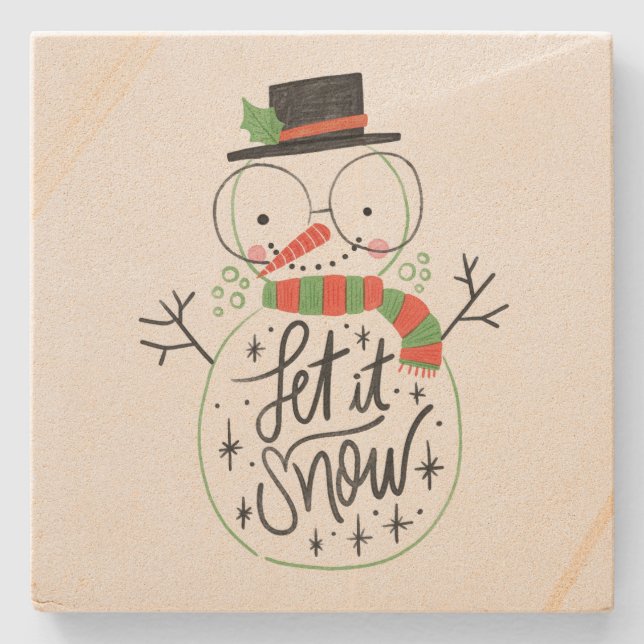 Lass es Schnee Snowman Steinuntersetzer (Vorderseite)