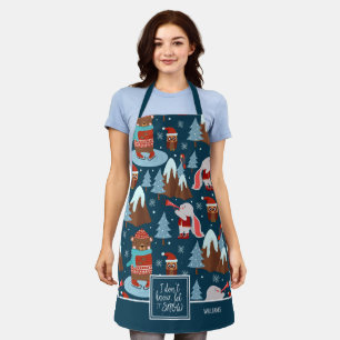 Lass es Schnee Süße Tier Name Blue Kitchen Schürze